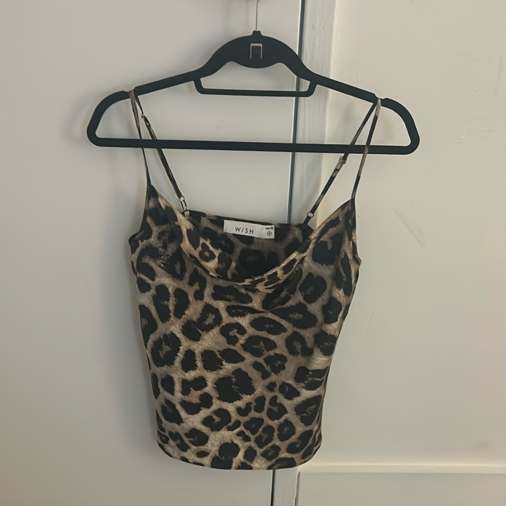 Wish cheetah cowl neck blouse size small